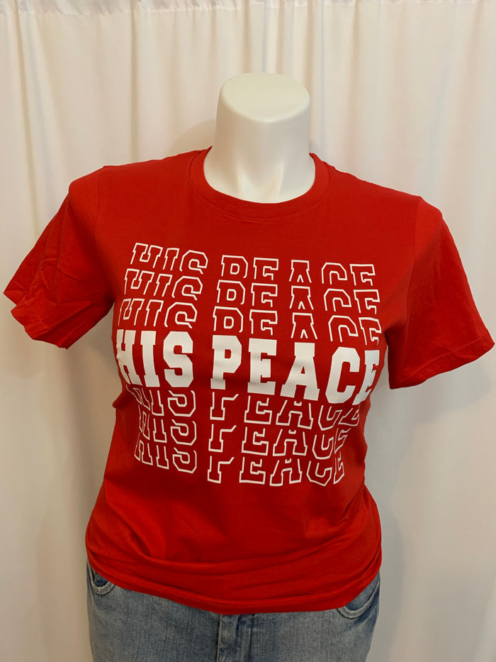 His Peace T-Shirt - White Text Print